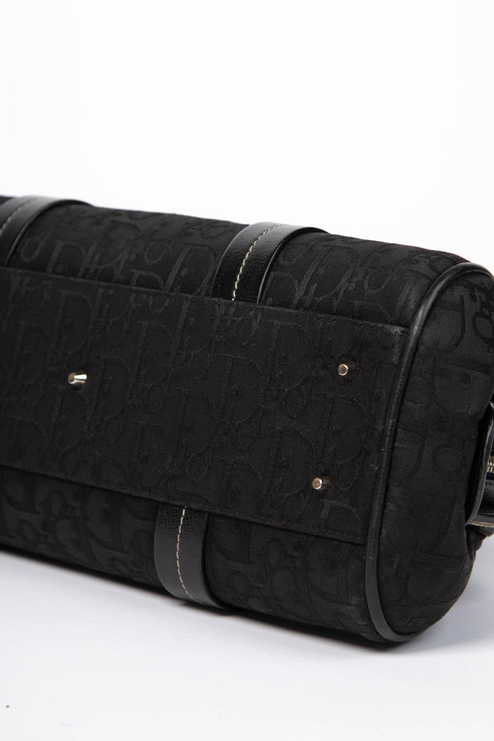 2000s Christian Dior Black Diorissimo Embroidered Detective Bag