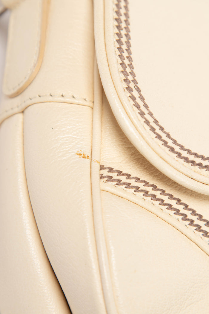 2000s Christian Dior Cream Leather Saddle Shoulder Bag