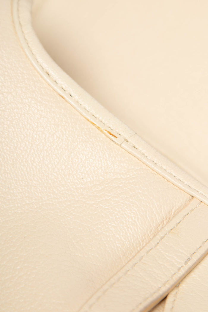 2000s Christian Dior Cream Leather Saddle Shoulder Bag