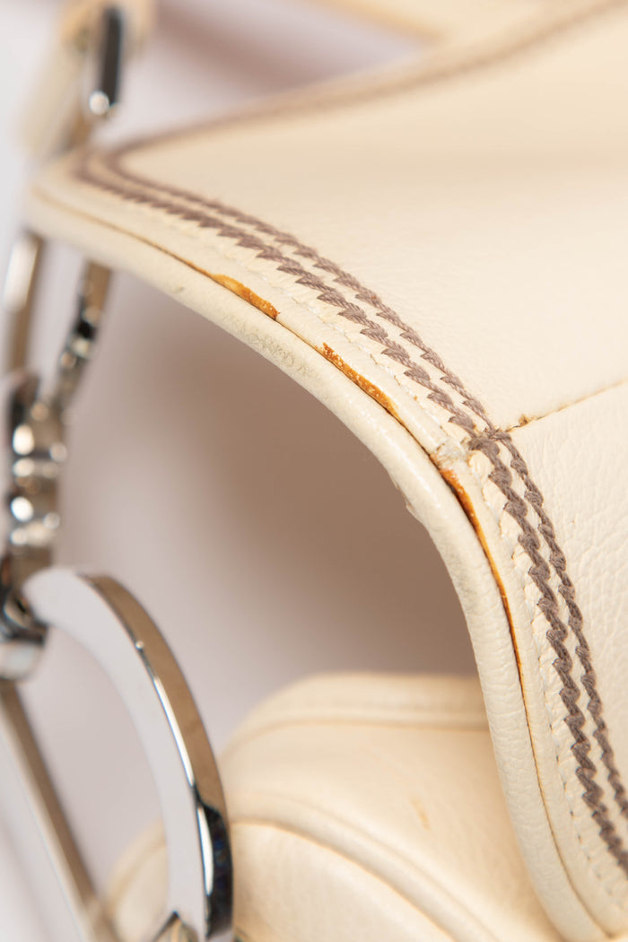 2000s Christian Dior Cream Leather Saddle Shoulder Bag