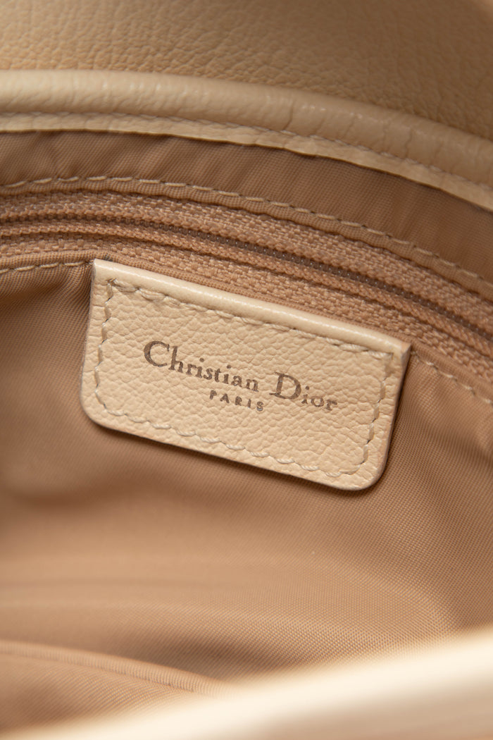 2000s Christian Dior Cream Leather Saddle Shoulder Bag