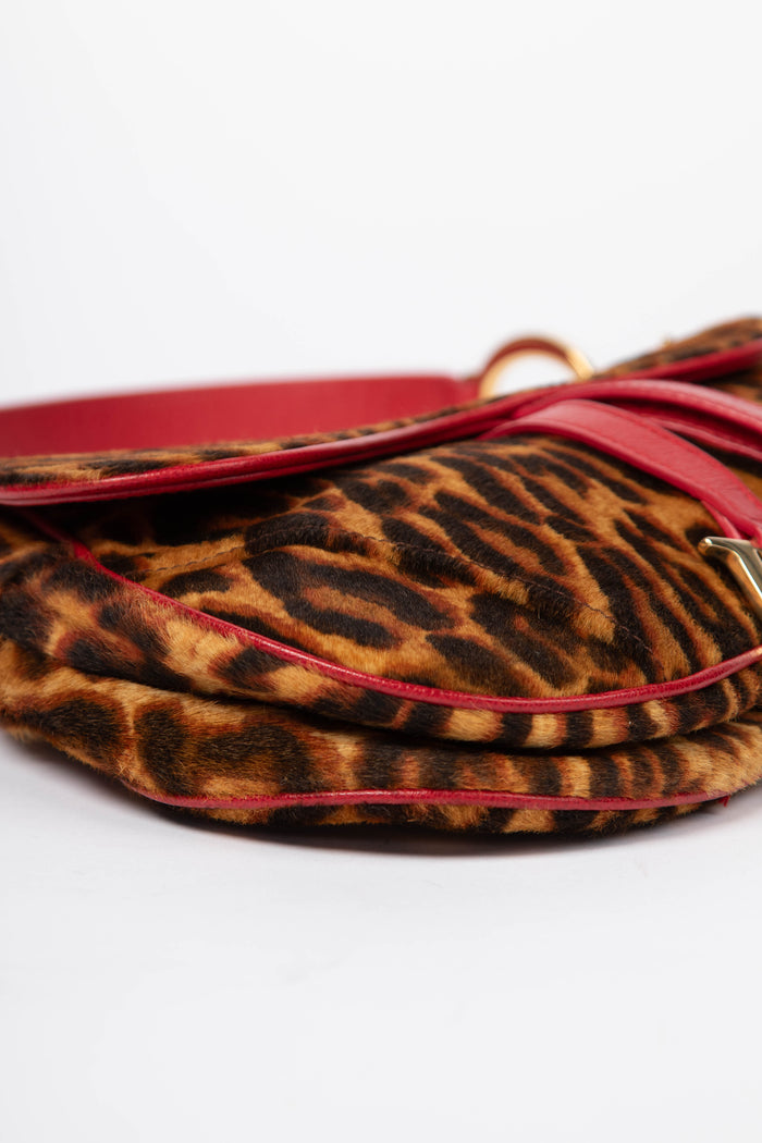 SUPER RARE Christian Dior Leopard Print Pony Hair Saddle Shoulder Bag
