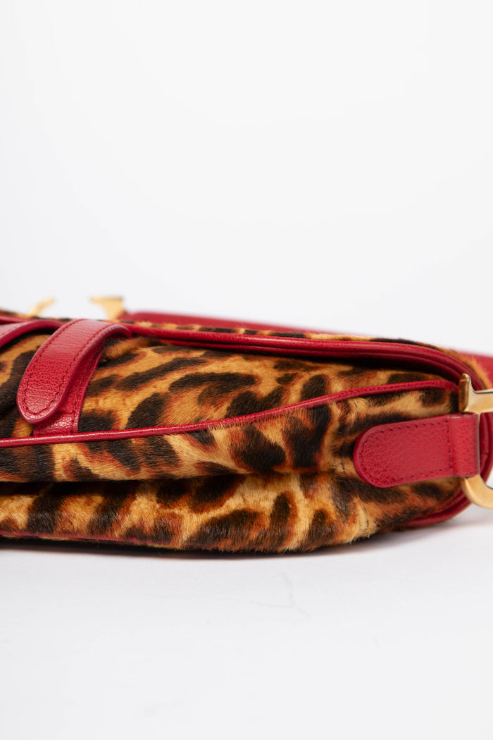 SUPER RARE Christian Dior Leopard Print Pony Hair Saddle Shoulder Bag