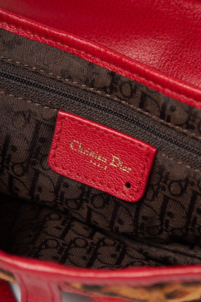 SUPER RARE Christian Dior Leopard Print Pony Hair Saddle Shoulder Bag