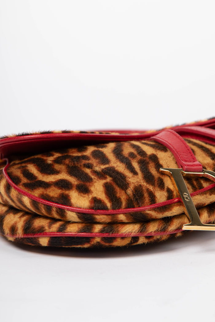 SUPER RARE Christian Dior Leopard Print Pony Hair Saddle Shoulder Bag