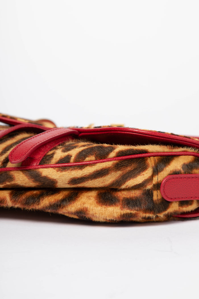 SUPER RARE Christian Dior Leopard Print Pony Hair Saddle Shoulder Bag