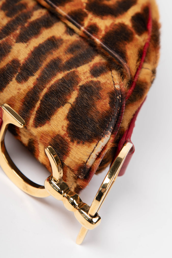 SUPER RARE Christian Dior Leopard Print Pony Hair Saddle Shoulder Bag
