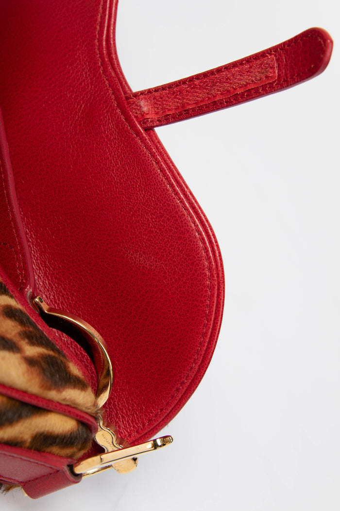 SUPER RARE Christian Dior Leopard Print Pony Hair Saddle Shoulder Bag