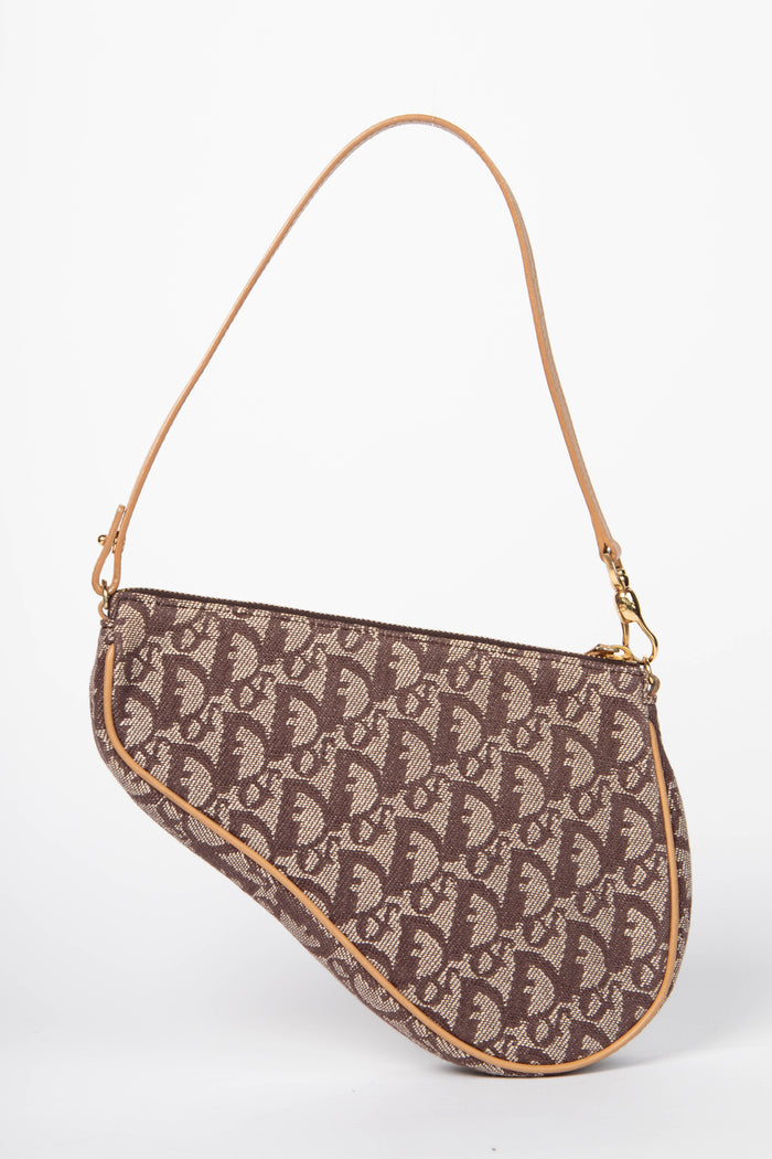 2000s Christian Dior Monogram Brown Trotter Saddle Bag