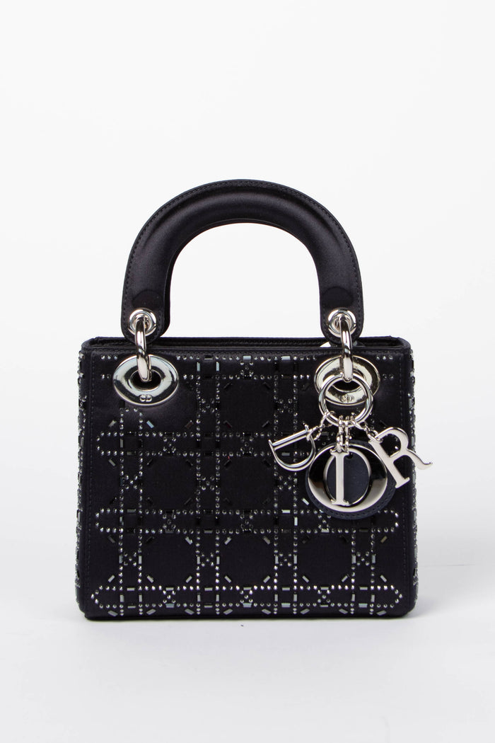 RARE 2016 Christian Dior Navy Crystal Embellished Mini Lady Dior