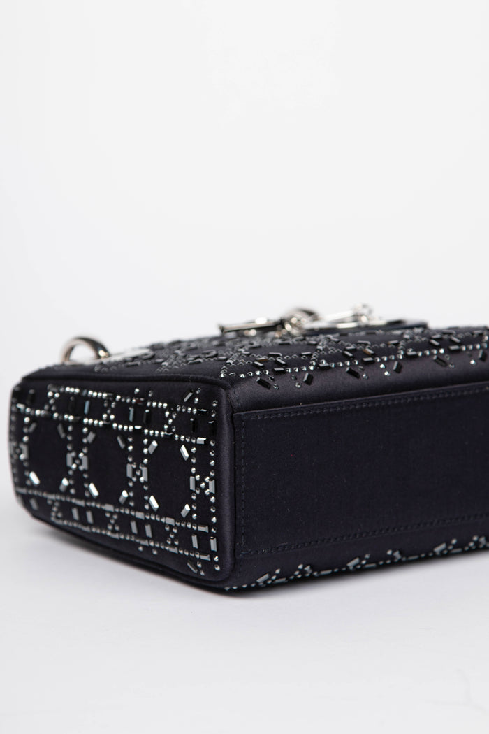 RARE 2016 Christian Dior Navy Crystal Embellished Mini Lady Dior