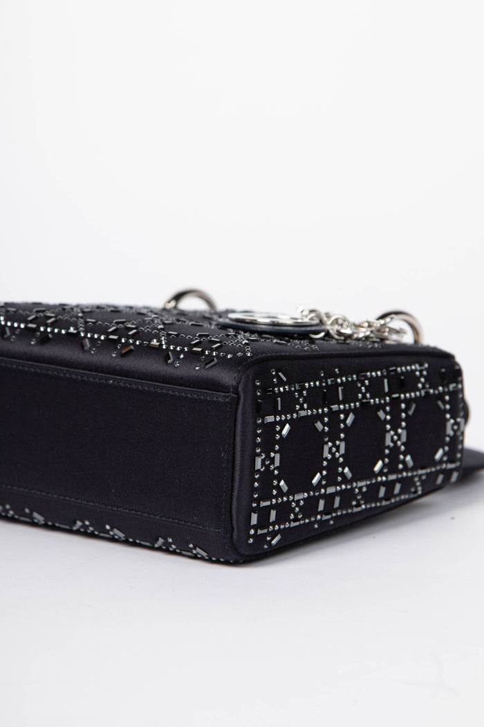 RARE 2016 Christian Dior Navy Crystal Embellished Mini Lady Dior