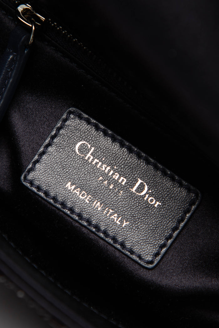 RARE 2016 Christian Dior Navy Crystal Embellished Mini Lady Dior