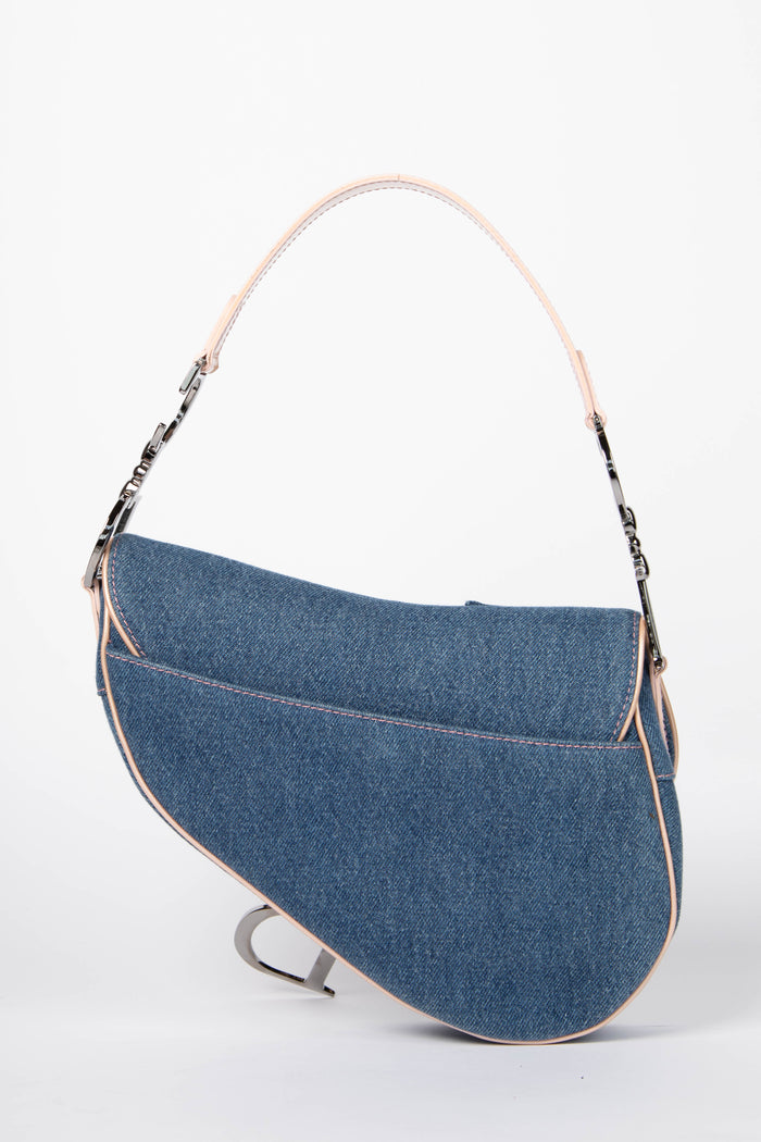 Vintage Christian Dior Galliano Denim Saddle Shoulder Bag