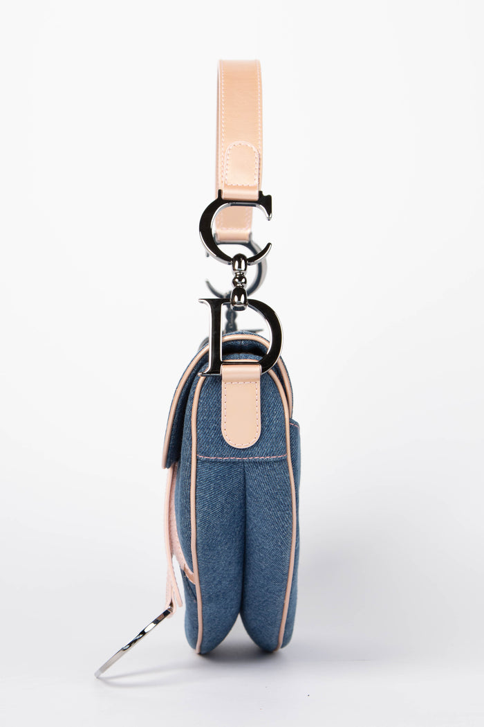 Vintage Christian Dior Galliano Denim Saddle Shoulder Bag