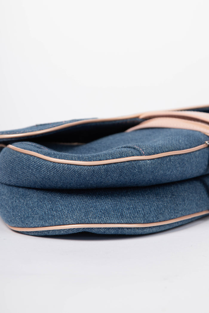 Vintage Christian Dior Galliano Denim Saddle Shoulder Bag