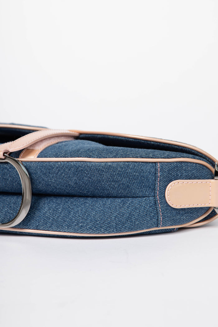 Vintage Christian Dior Galliano Denim Saddle Shoulder Bag