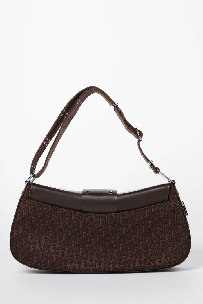 2000s Christian Dior Brown Monogram Canvas Small Columbus Shoulder Bag