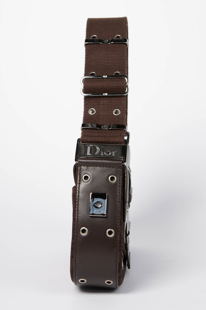 2000s Christian Dior Brown Monogram Canvas Small Columbus Shoulder Bag