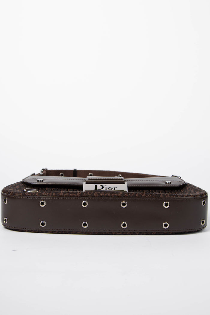 2000s Christian Dior Brown Monogram Canvas Small Columbus Shoulder Bag