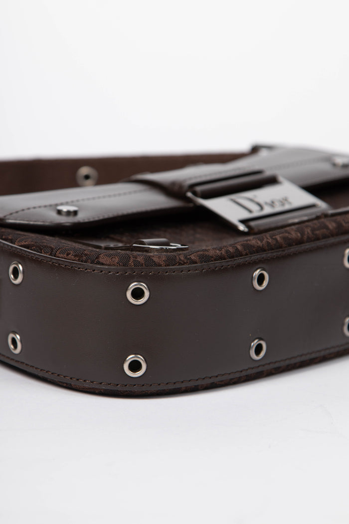 2000s Christian Dior Brown Monogram Canvas Small Columbus Shoulder Bag