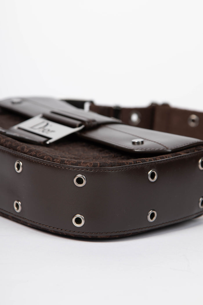 2000s Christian Dior Brown Monogram Canvas Small Columbus Shoulder Bag