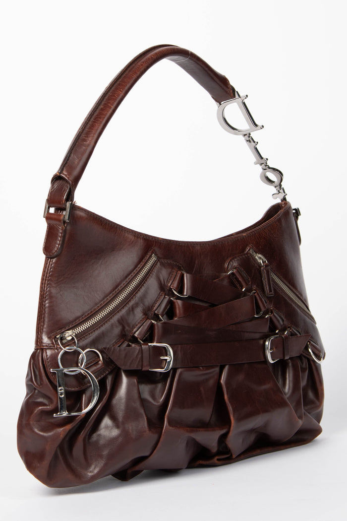 RARE 2000s Christian Dior John Galliano Brown Ballerina Corset Shoulder Bag