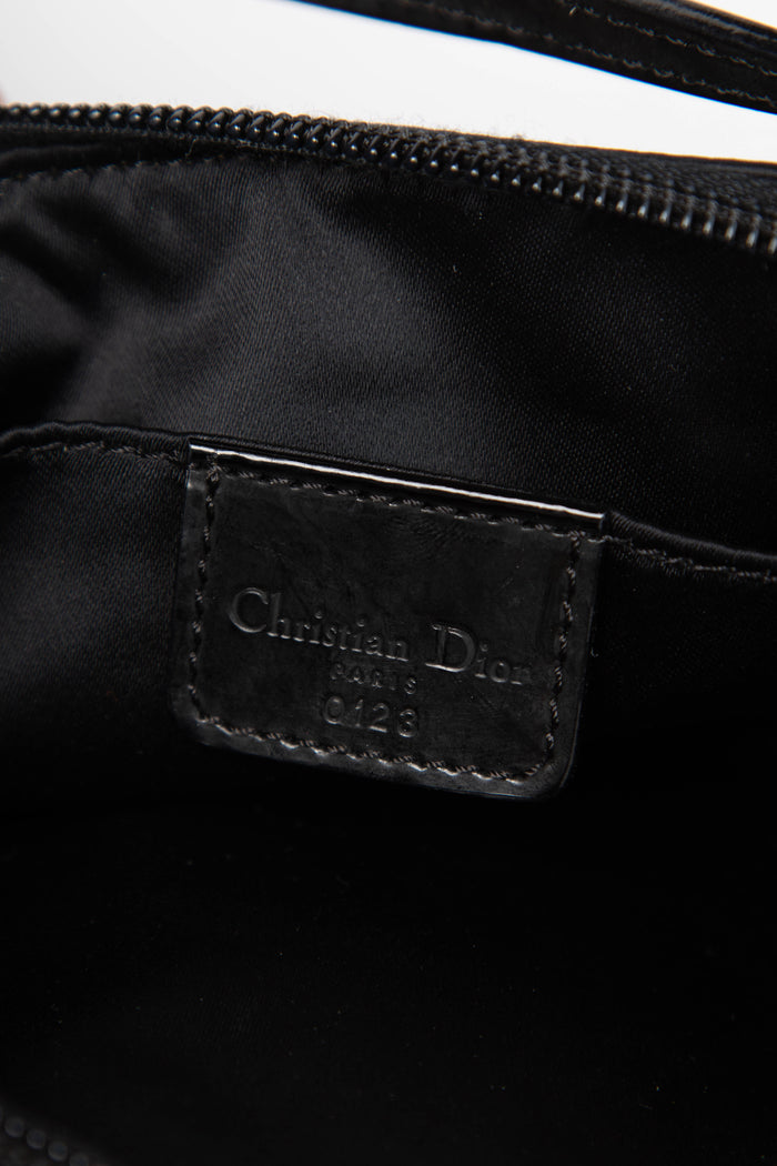 LIMITED EDITION Christian Dior Black Satin Koi Fish Embroidered Saddle Bag