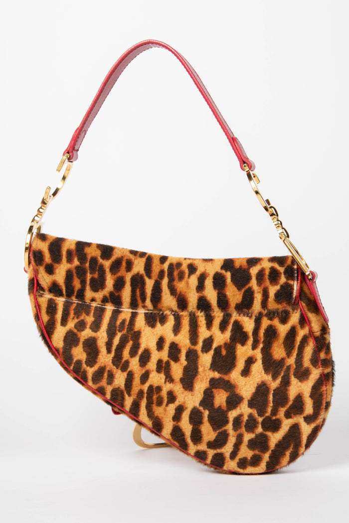 SUPER RARE Christian Dior Leopard Print Pony Hair Saddle Shoulder Bag