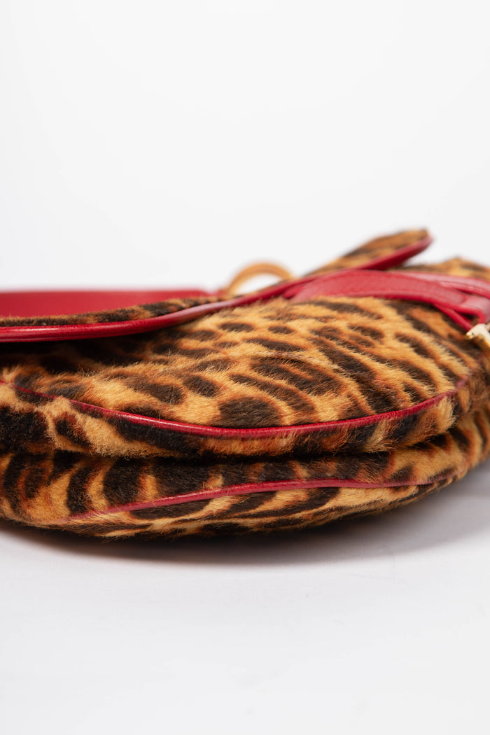SUPER RARE Christian Dior Leopard Print Pony Hair Saddle Shoulder Bag