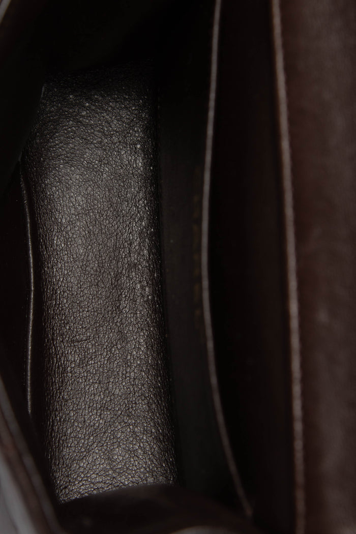 RARE Vintage Chanel Brown Lambskin Leather Mini Top Handle Bag