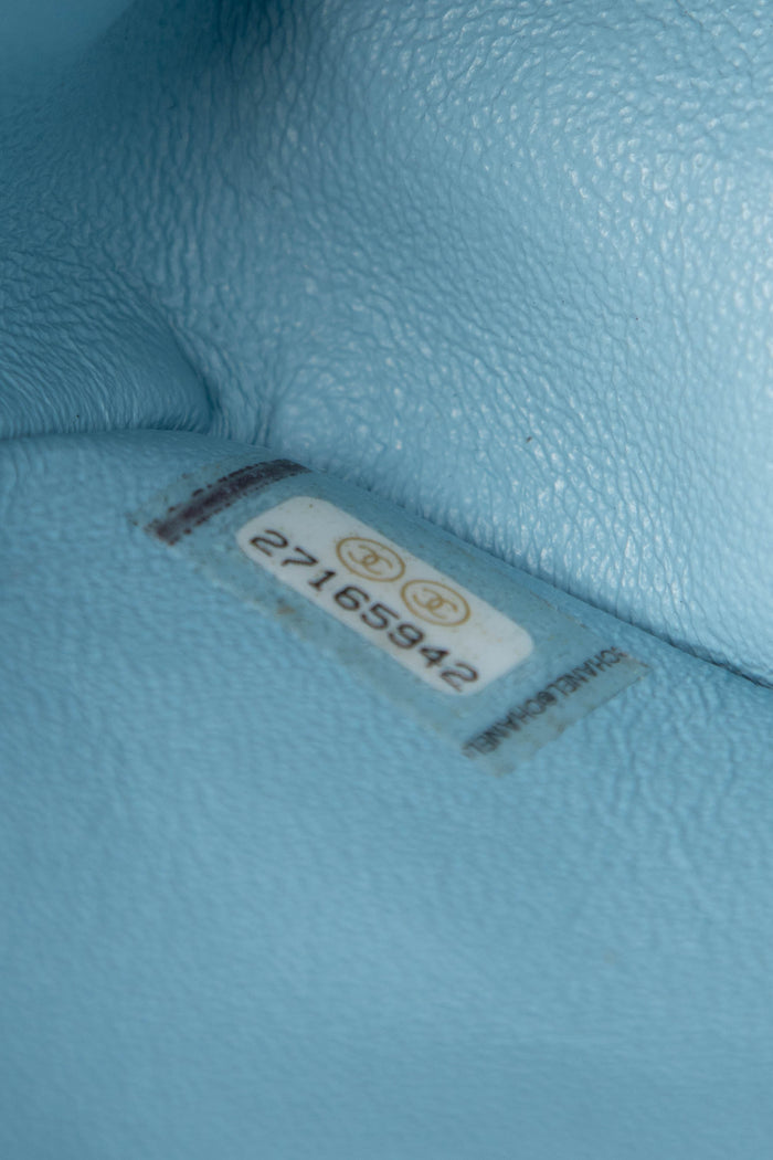 RARE 2019 Chanel Blue Tweed Mini Rectangular Single Flap Bag