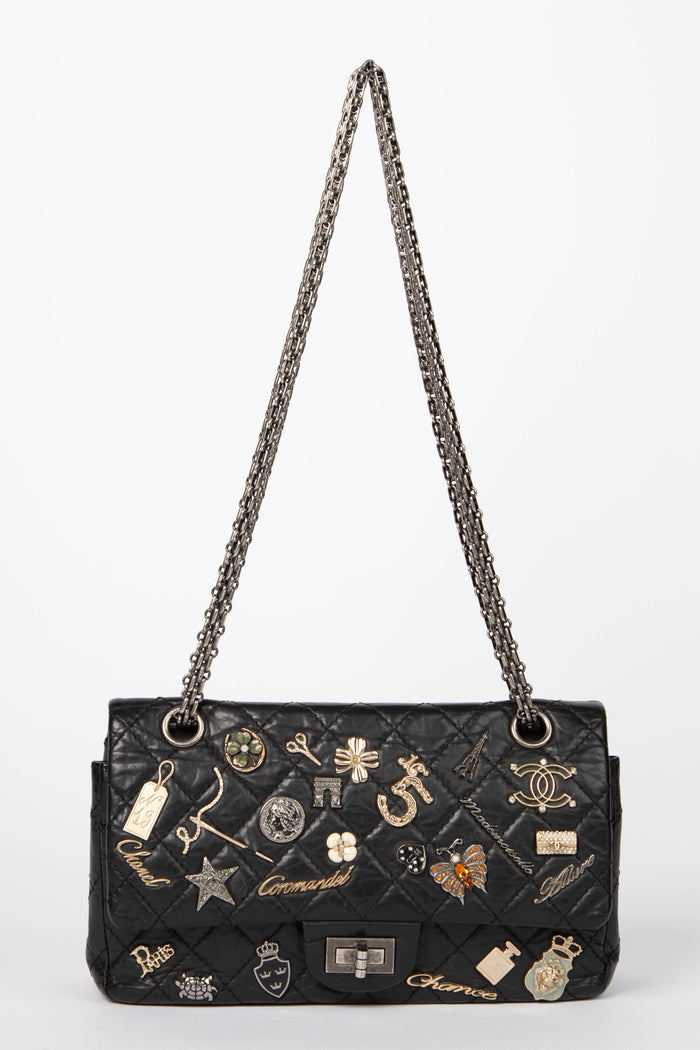 RARE Chanel Black Lucky Charms Reissue 2.55 Double Flap Shoulder Bag