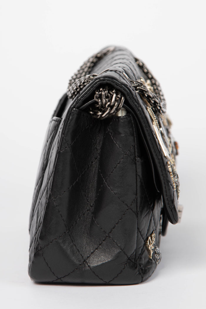 RARE Chanel Black Lucky Charms Reissue 2.55 Double Flap Shoulder Bag