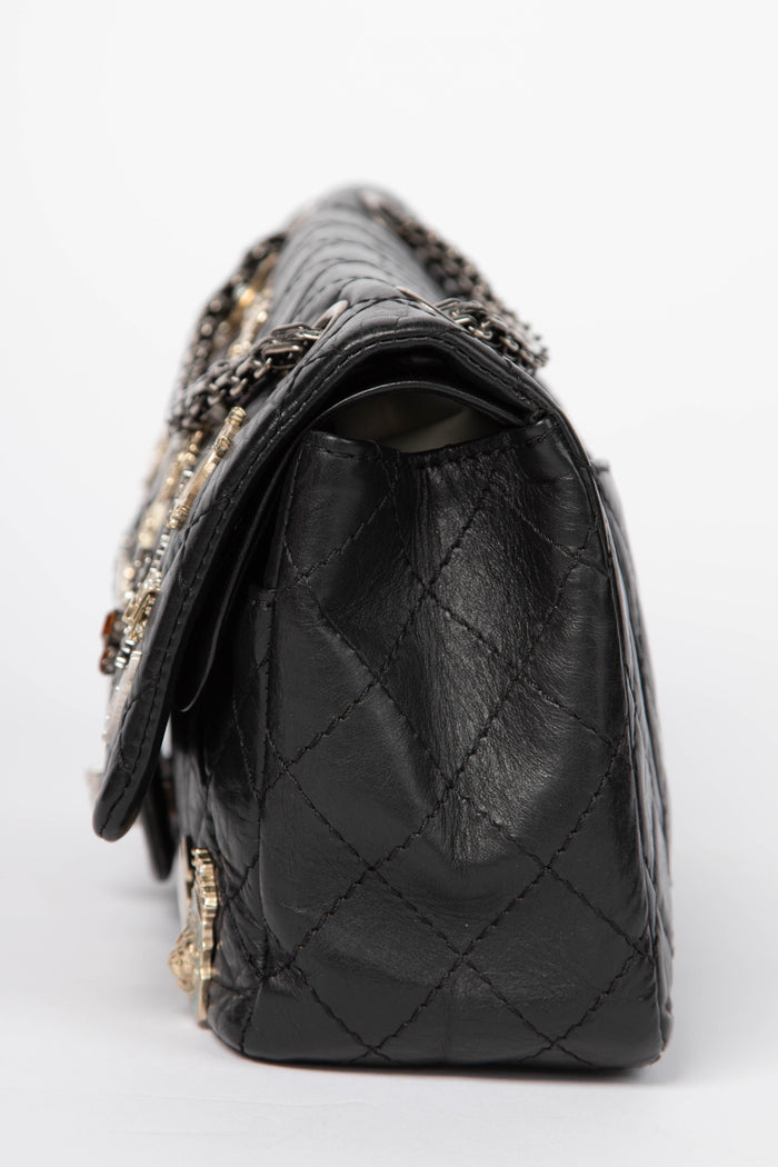 RARE Chanel Black Lucky Charms Reissue 2.55 Double Flap Shoulder Bag