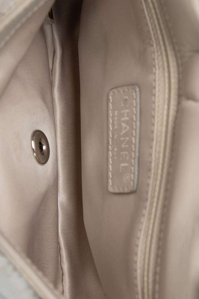 2010s Chanel Silver Sequin Mini Rectangular Single Flap Shoulder Bag