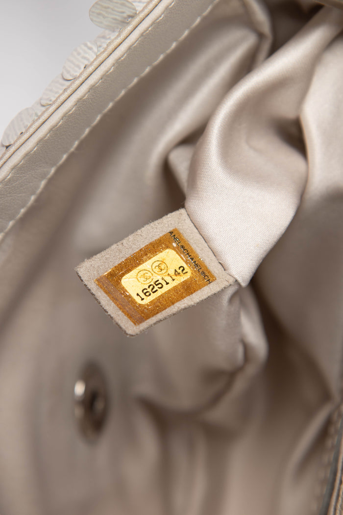 2010s Chanel Silver Sequin Mini Rectangular Single Flap Shoulder Bag