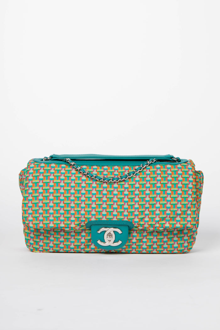 2010s Chanel Blue Rubber Single Flap Shoulder Bag