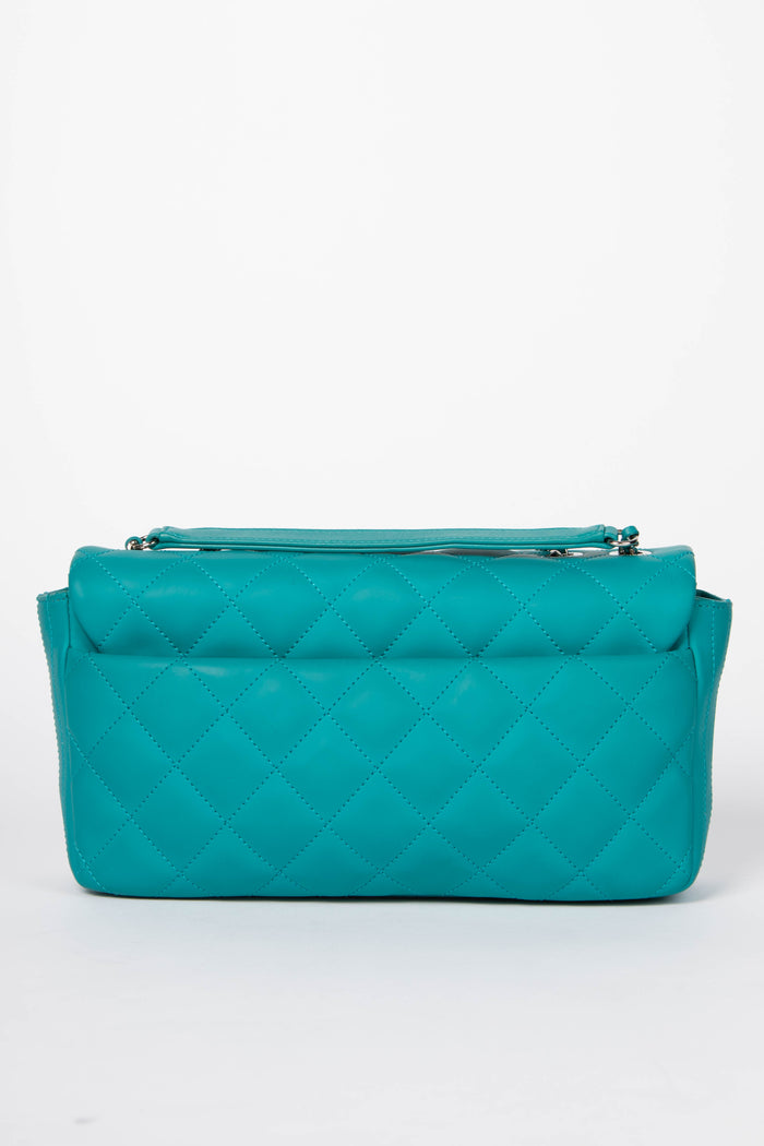 2010s Chanel Blue Rubber Single Flap Shoulder Bag