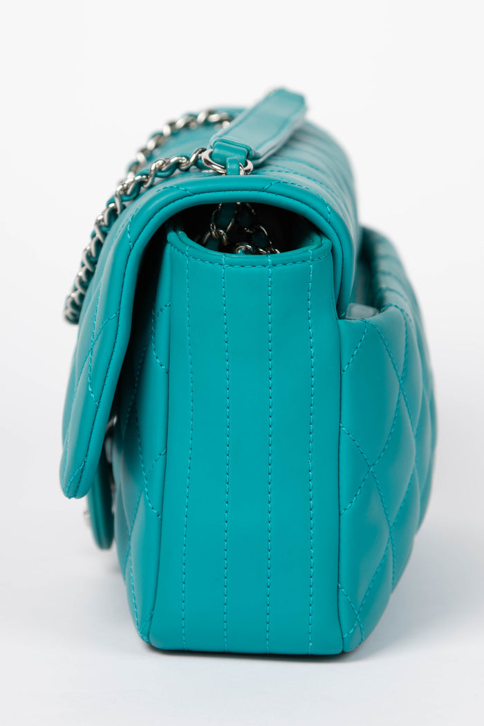 2010s Chanel Blue Rubber Single Flap Shoulder Bag