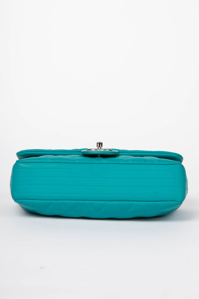 2010s Chanel Blue Rubber Single Flap Shoulder Bag