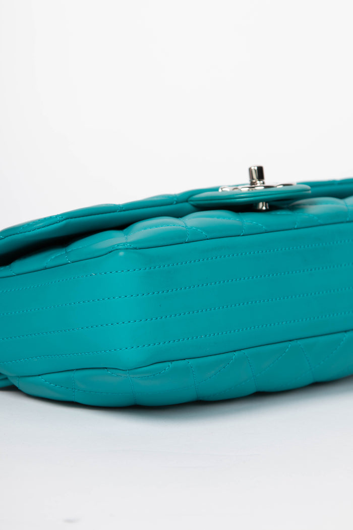 2010s Chanel Blue Rubber Single Flap Shoulder Bag