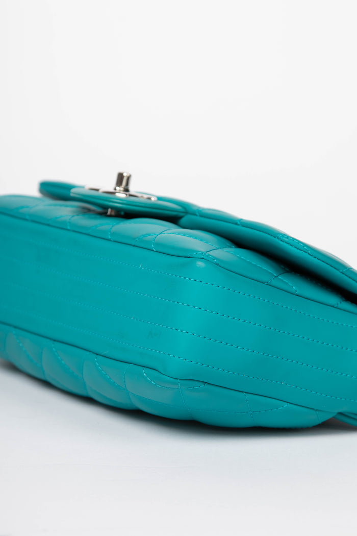 2010s Chanel Blue Rubber Single Flap Shoulder Bag