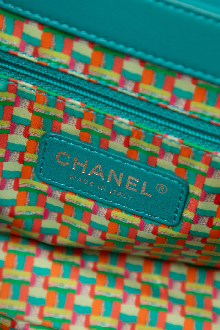 2010s Chanel Blue Rubber Single Flap Shoulder Bag