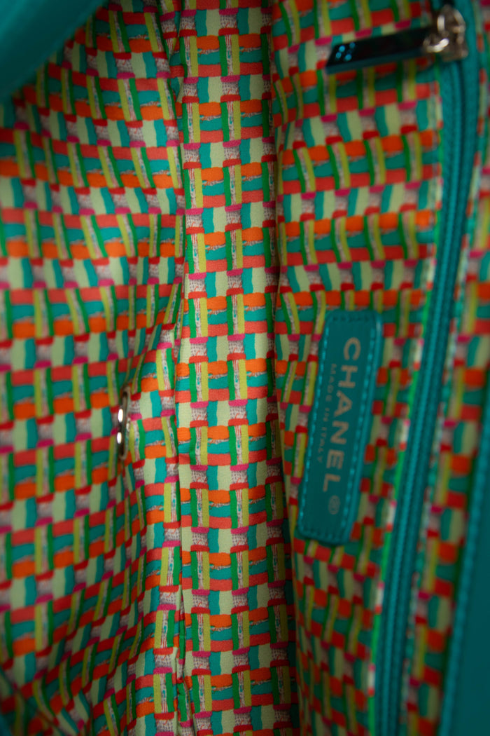 2010s Chanel Blue Rubber Single Flap Shoulder Bag