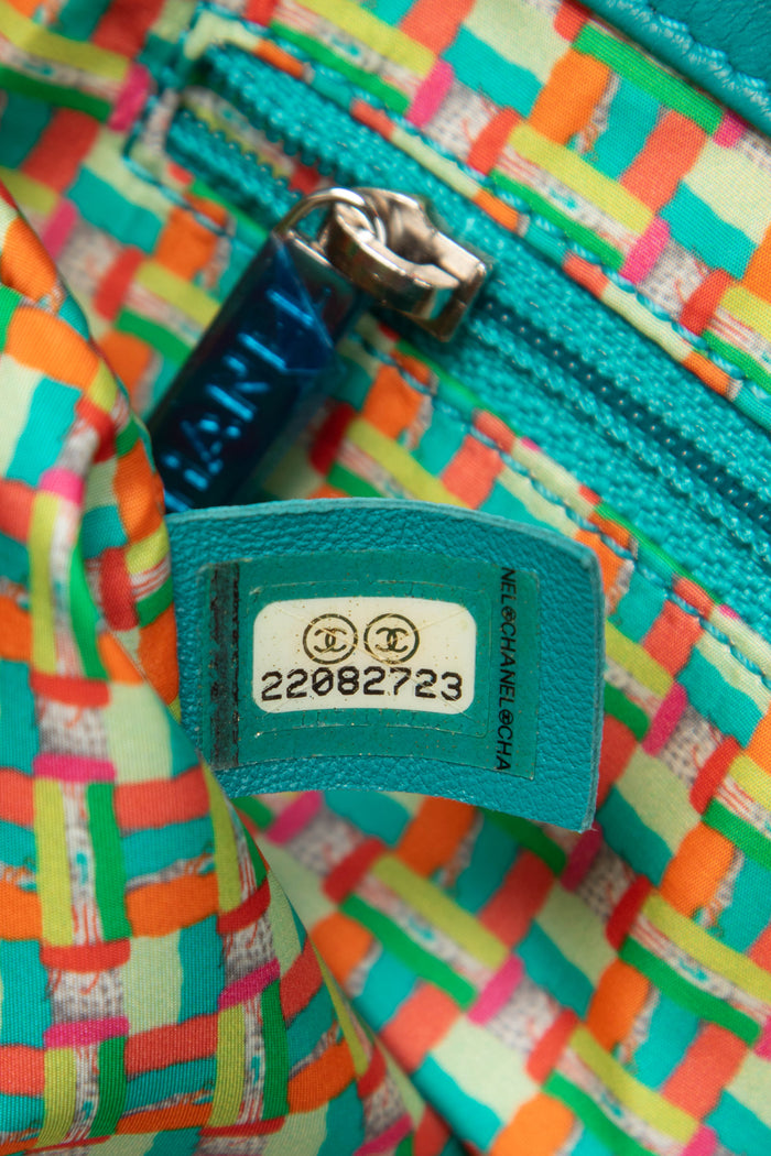 2010s Chanel Blue Rubber Single Flap Shoulder Bag