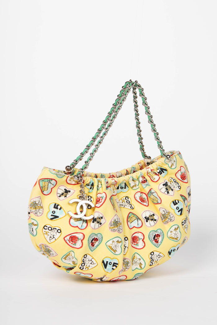 2000s Chanel Yellow Valentines Top Handle Bag