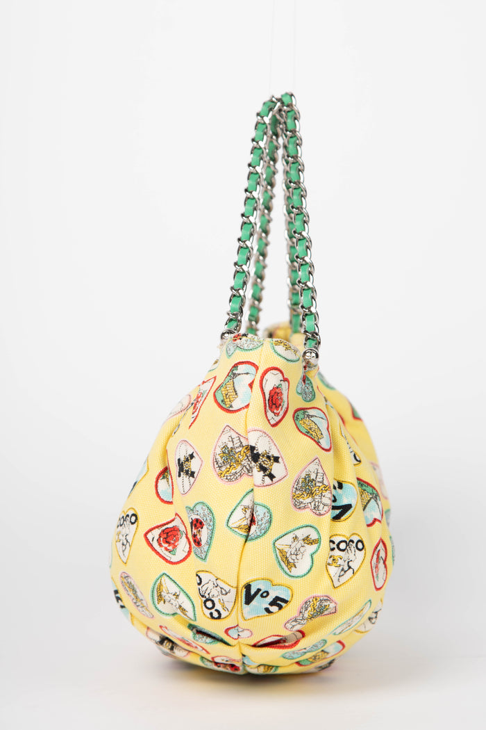 2000s Chanel Yellow Valentines Top Handle Bag