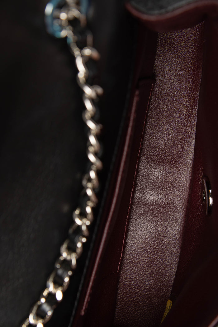 RARE Chanel Black Camellia Mini Rectangular Single Flap Bag