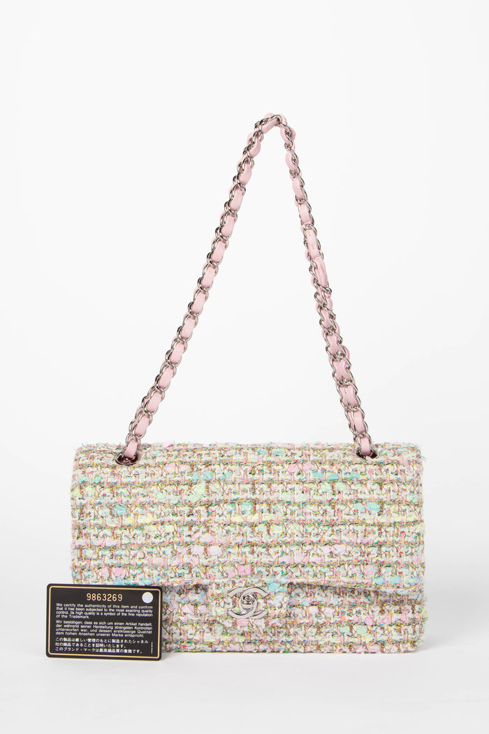 RARE 2000s Chanel Sherbet Tweed Medium Double Flap Shoulder Bag